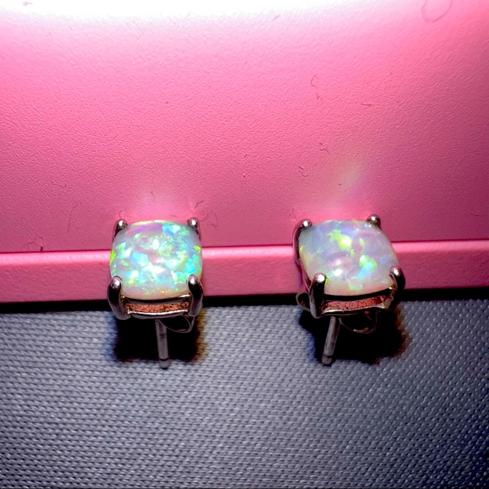 Opal sterling silver earrings